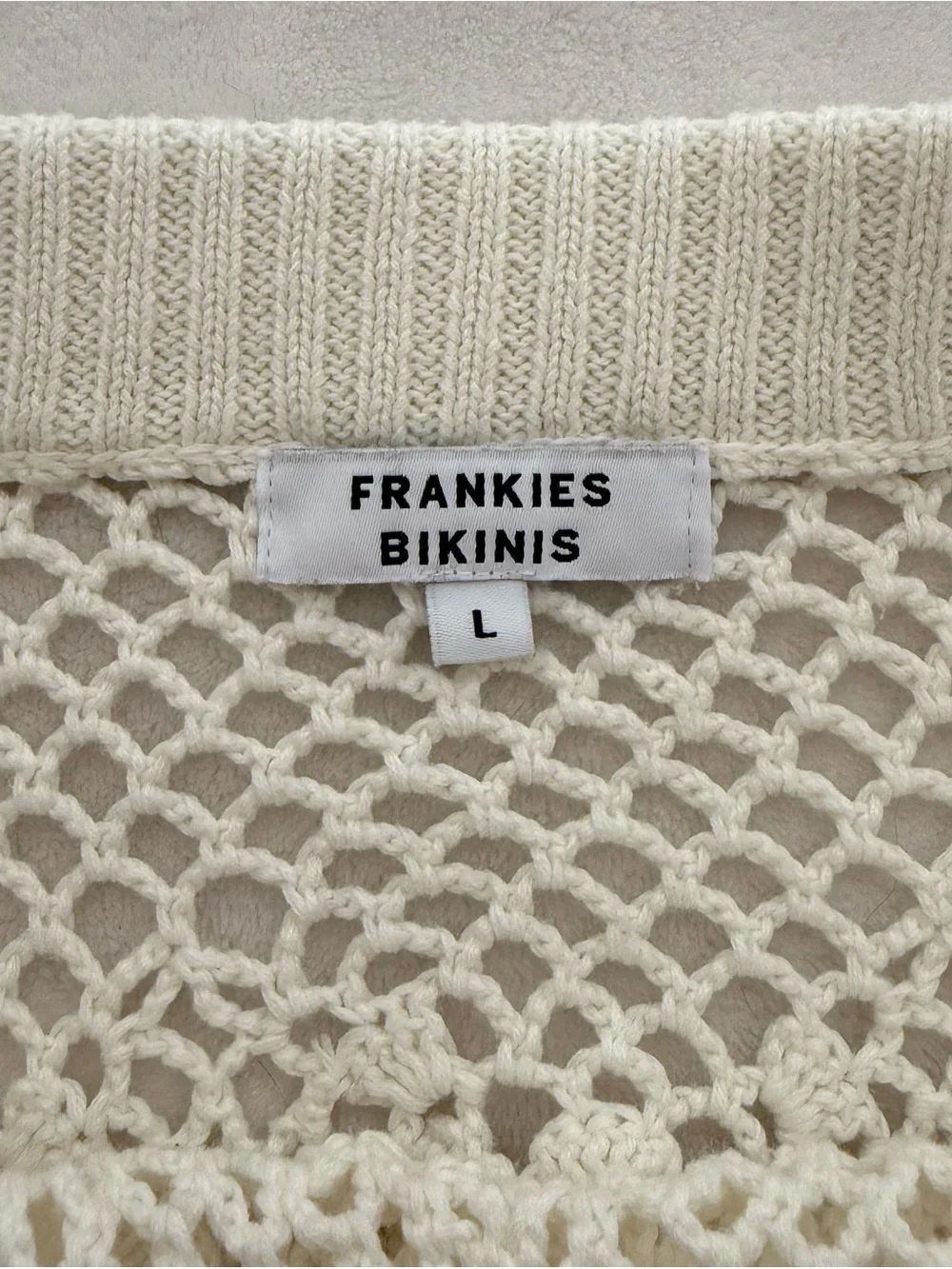 Frankies Bikinis Adaline Crochet Mini Skirt ONLY Swim Coverup Large in White